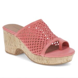 Coral Woven Wedge Sandals